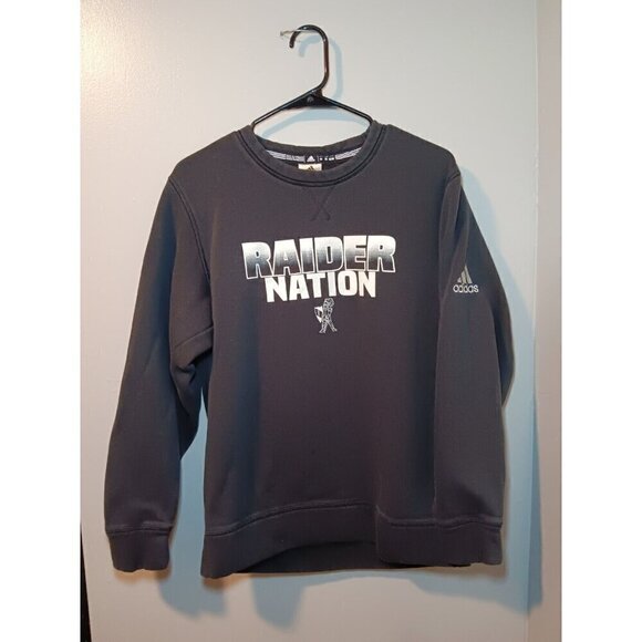 Adidas Oakland Raiders Raider Nation NFL Football Crewneck Sweatshirt Medium - Picture 1 of 5